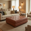 Smooth Pebble Grain Rustic Sienna Upholstered Ottoman | Architectural Fabrics