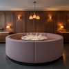 Woven Crosshatch Texture Dusty Mauve Upholstered Banquette | Architectural Fabrics