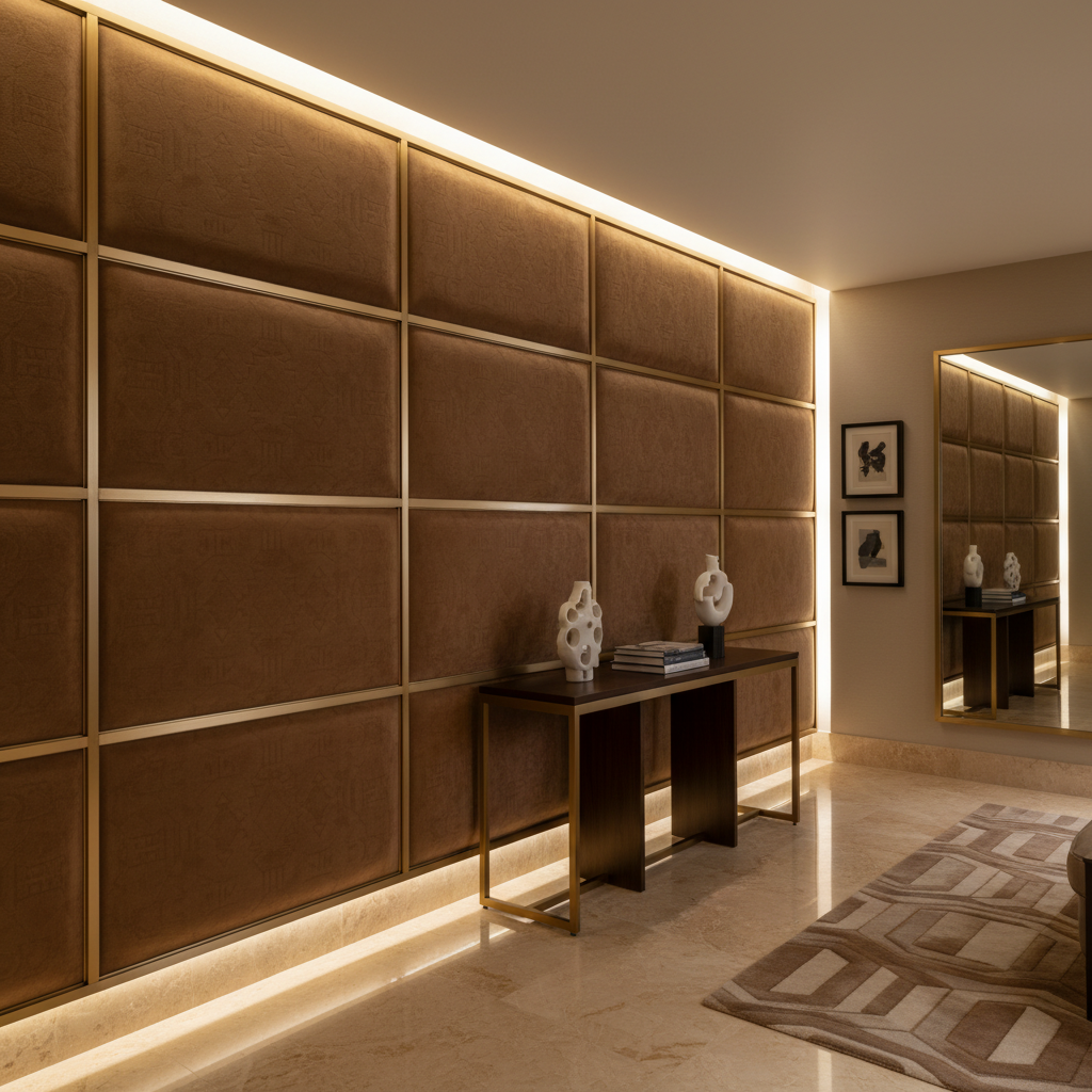 Ultrasuede  Aztec  Bown Upholstered Wall Panel | Ultrasuede Upholstery