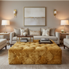 Crushed Velvet Texture Golden Honey Upholstered Ottoman | Architectural Fabrics
