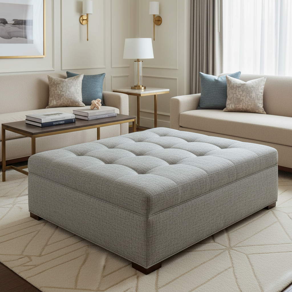 Parrot Cay - Sterling Upholstered Ottoman | Architectural Fabrics