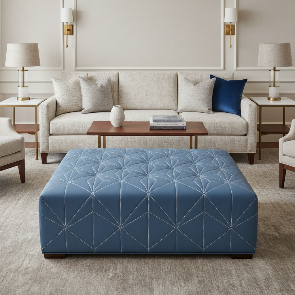 Axis - Axis Etched Polyurethane Upholstered Ottoman | Architectural Fabrics