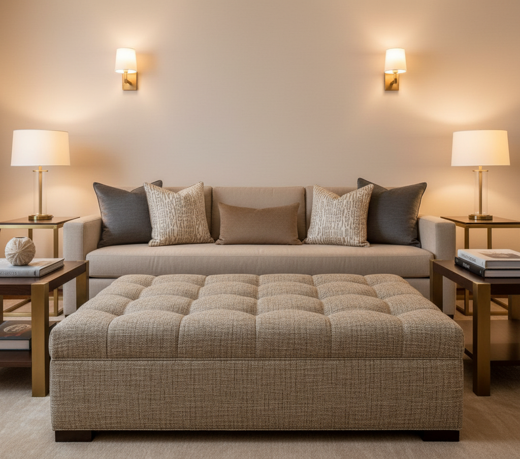 ARIES ABACUS Upholstered Ottoman | Architectural Fabrics