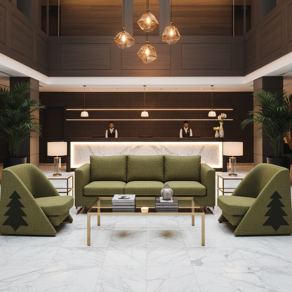 Triangle Reef - Evergreen Upholstered Sofa | Architectural Fabrics