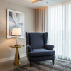 Subtle Linen Weave Deep Indigo Upholstered Chair | Architectural Fabrics