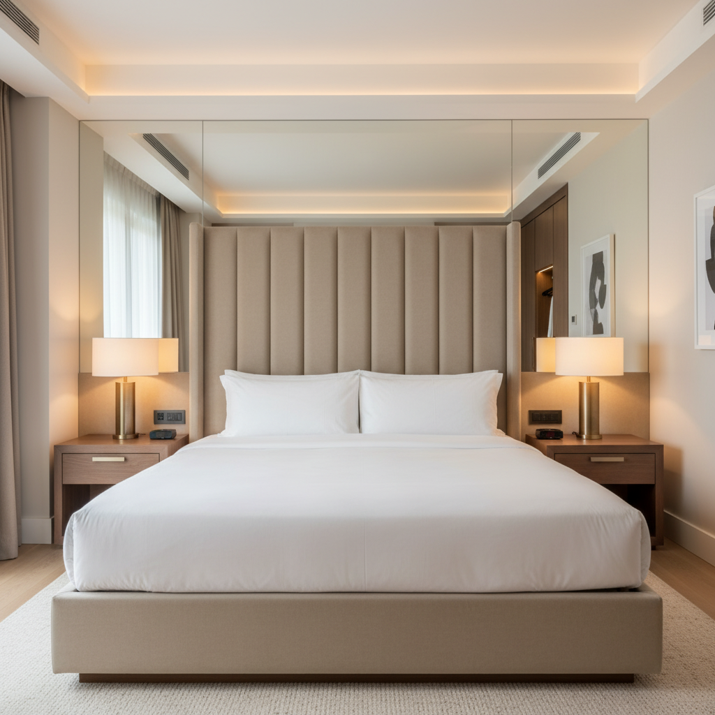 Aarden - Oatmeal Silicone Hybrid Upholstered Headboard | Architectural Fabrics