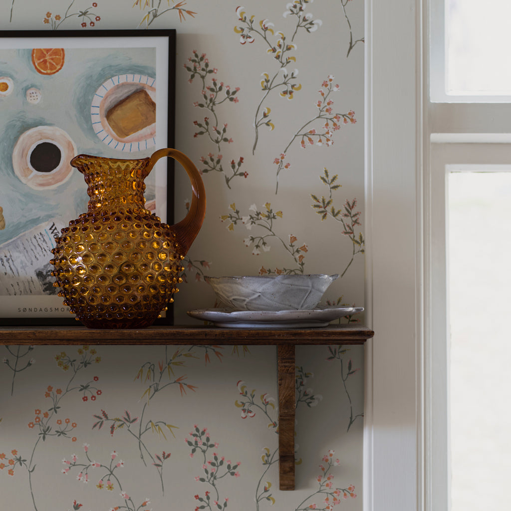 Gråäng Bone Room Setting | Schumacher Wallpaper