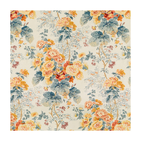 Hollyhock Hdb - Apricot/Lake Multi By Lee Jofa |  | Botanical & Floral Multipurpose Print