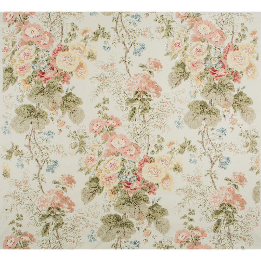 Samples and Purchasing available for Hollyhock Hdb - Coral/Olive Multi By Lee Jofa |  | Botanical & Floral Multipurpose Print at Designer Wallcoverings and Fabrics