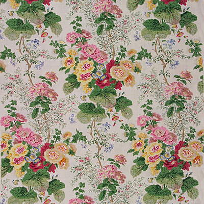 Hollyhock Hb - Wht/Pink White By Lee Jofa |  | Botanical & Floral Multipurpose Print