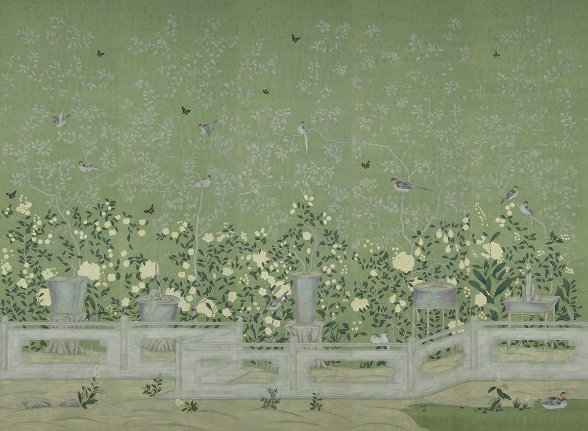 Temple Newsam — Colourway SC-79 on Moss Green Williamsburg