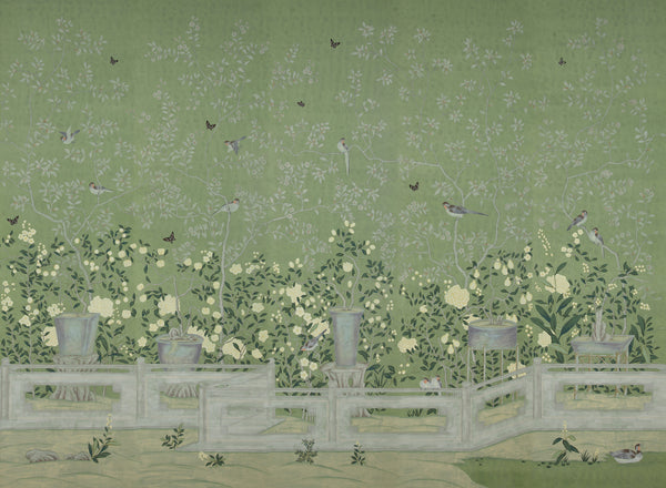 Temple Newsam — Colourway SC-79 on Moss Green Williamsburg