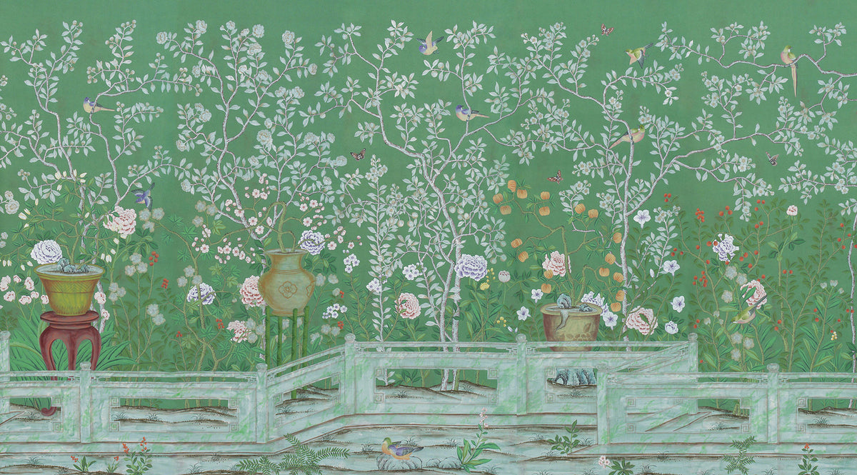 Temple Newsam — Standard colourway on green Williamsburg