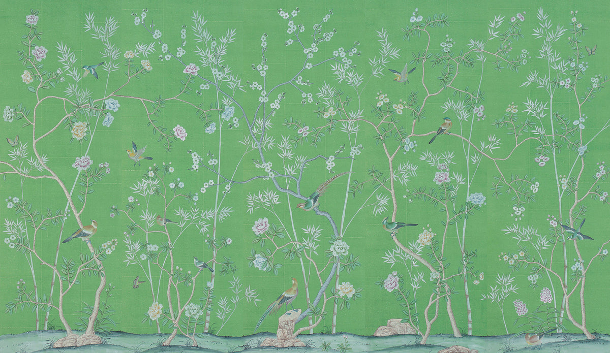 Portobello — Standard colourway on Emerald Green India tea paper