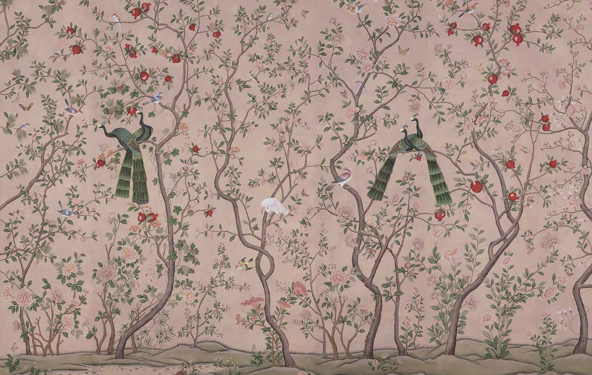St Laurent — Colourway SC-111 on pink painted Xuan paper with antiquing