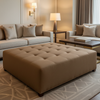 Linen Weave Texture Cocoa Bean Upholstered Ottoman | Architectural Fabrics