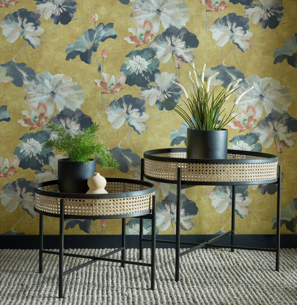 Water Lilies Honey - Yellow Wallcovering | 1838 Wallcoverings