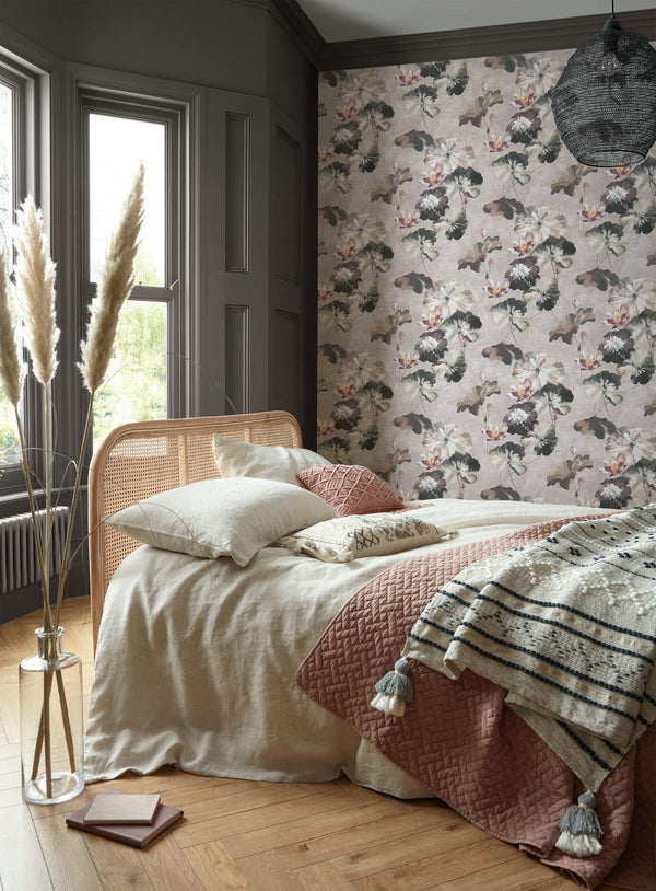 Water Lilies Chamomile - Pink Wallcovering | 1838 Wallcoverings