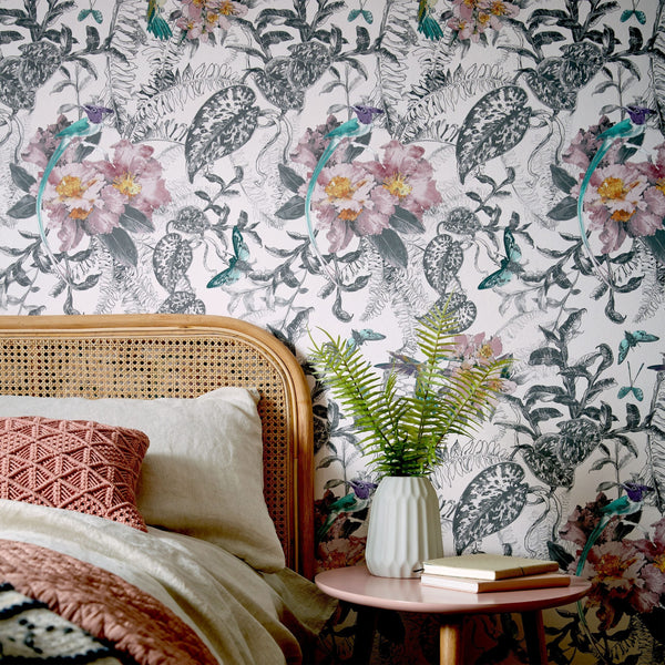 Hedgerow Chamomile - Pink Wallcovering | 1838 Wallcoverings