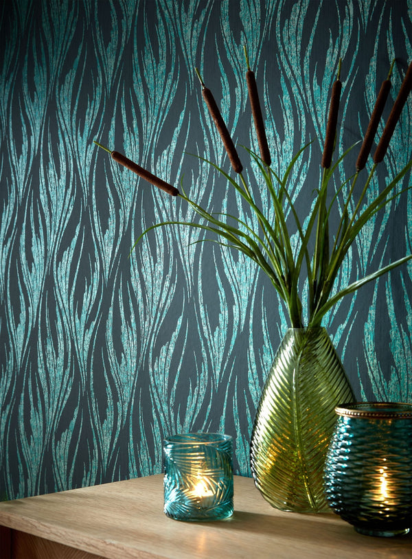 Ripple Mineral - Green and Black Wallcovering | 1838 Wallcoverings