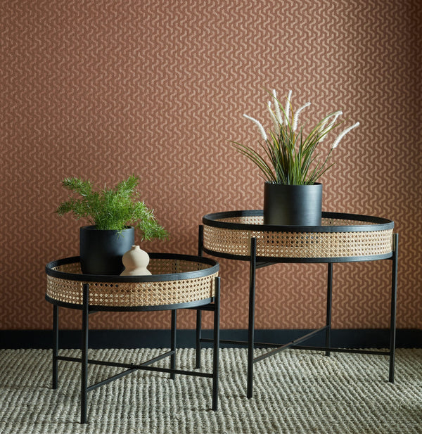 Rattan - Burnt Orange Wallcovering | 1838 Wallcoverings