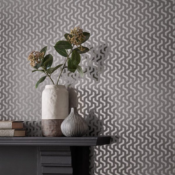 Rattan Chamomile - Silver Wallcovering | 1838 Wallcoverings