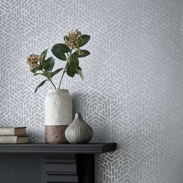 Willow - Silver Wallcovering | 1838 Wallcoverings