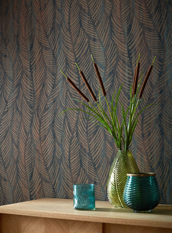 Bramble - Caramel Brown Wallcovering | 1838 Wallcoverings