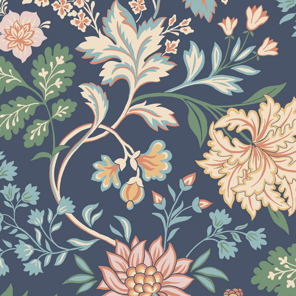 Alicia, Navy Wallcoverings | Schumacher