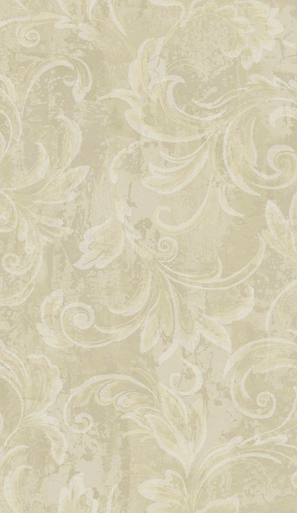 Scroll Transitional Scroll - Gold and Ivory | Architectural Wallcoverings