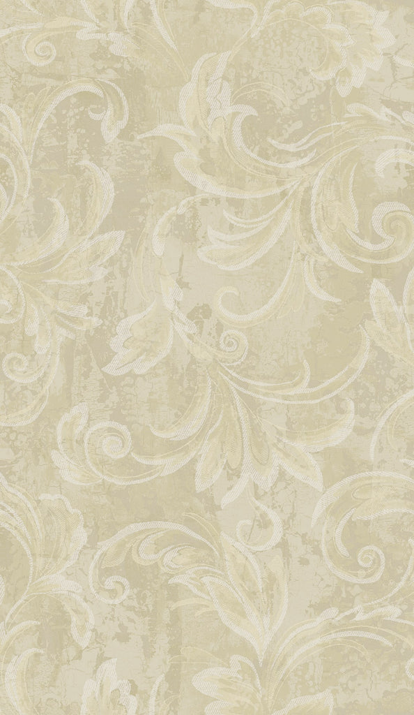 Malibu Scroll Wallpaper - Transitional Scroll - Gold and Ivory | Malibu Wallpaper