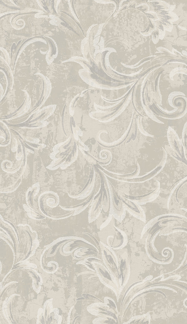 Scroll Transitional Scroll - Champagne, Silver, and Ivory | Architectural Wallcoverings