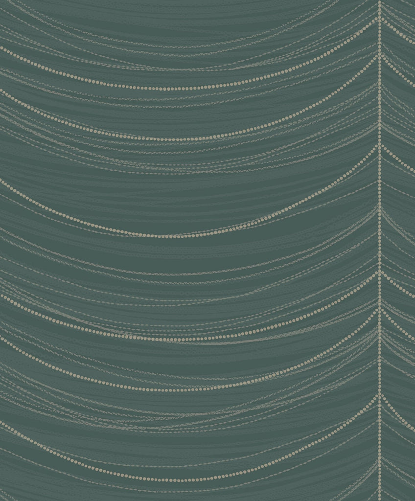 Malibu Beads Wallpaper - Transitional Geometric - Ocean Blue, Silver, and Glitter | Malibu Wallpaper