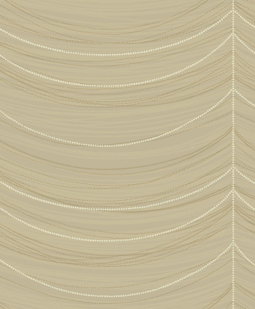 Malibu Beads Wallpaper - Transitional Geometric - Beige, Bronze, and Glitter | Malibu Wallpaper