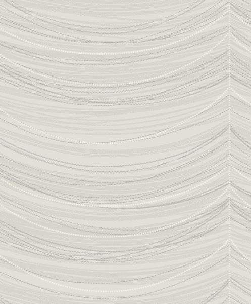 Malibu Beads Wallpaper - Transitional Geometric - Cream, Silver, and Glitter | Malibu Wallpaper