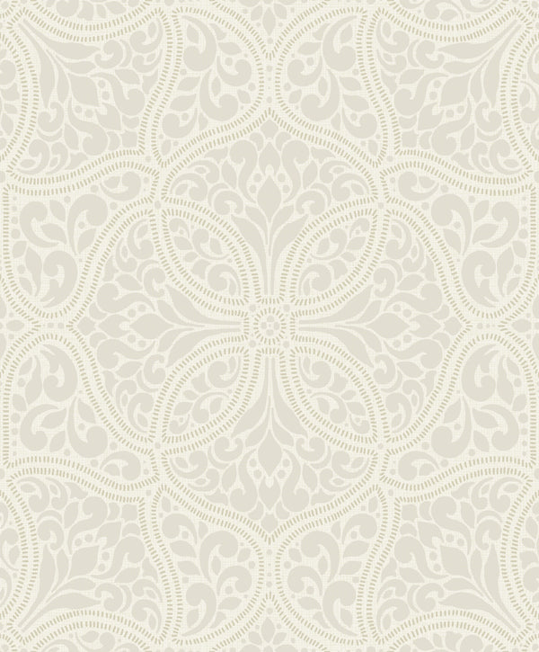 Scroll Trail Transitional Geometric - Alabaster and Tan | Architectural Wallcoverings