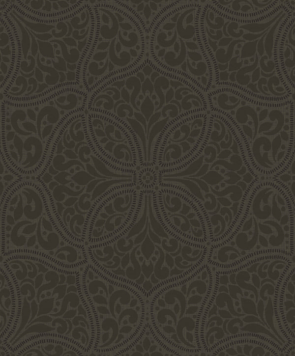 Scroll Trail Transitional Geometric - Mocha and Ebony | Architectural Wallcoverings