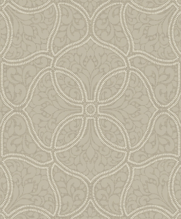 Scroll Trail Transitional Geometric - Taupe and Ivory | Architectural Wallcoverings