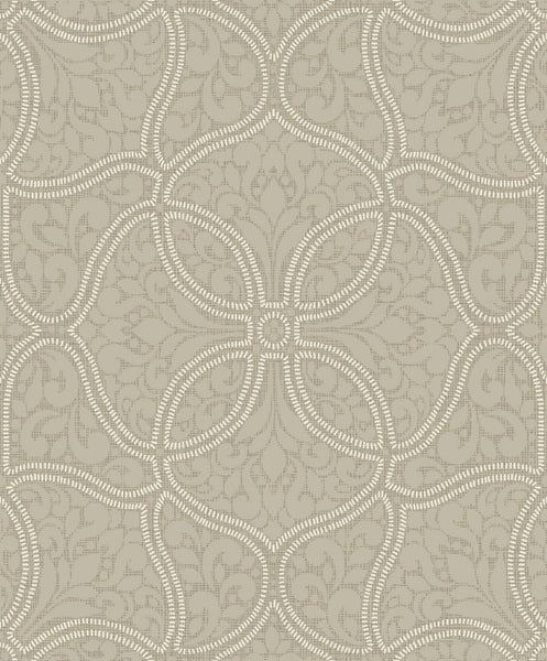 Malibu Scroll Trail Wallpaper - Transitional Geometric - Taupe and Ivory | Malibu Wallpaper