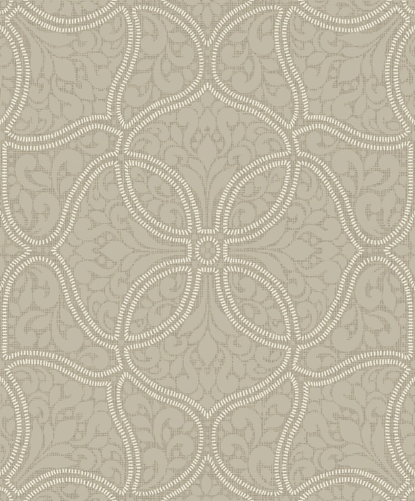 Malibu Scroll Trail Wallpaper - Transitional Geometric - Taupe and Ivory | Malibu Wallpaper