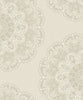 Malibu Lace Medallion Wallpaper - Transitional Geometric - Cream, Silver, and White | Malibu Wallpaper