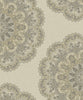Malibu Lace Medallion Wallpaper - Transitional Geometric - Gold and Charcoal | Malibu Wallpaper