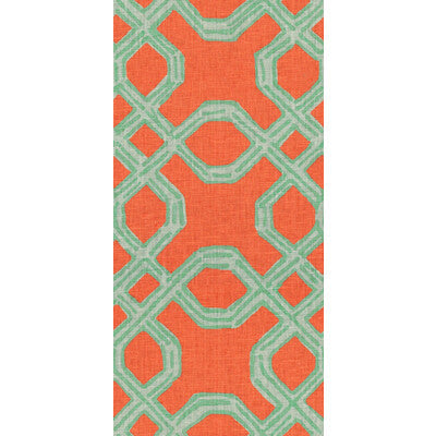 Well Connected - Aqua/Orange Orange By Lee Jofa | Lilly Pulitzer | Lattice/Scrollwork Multipurpose Print