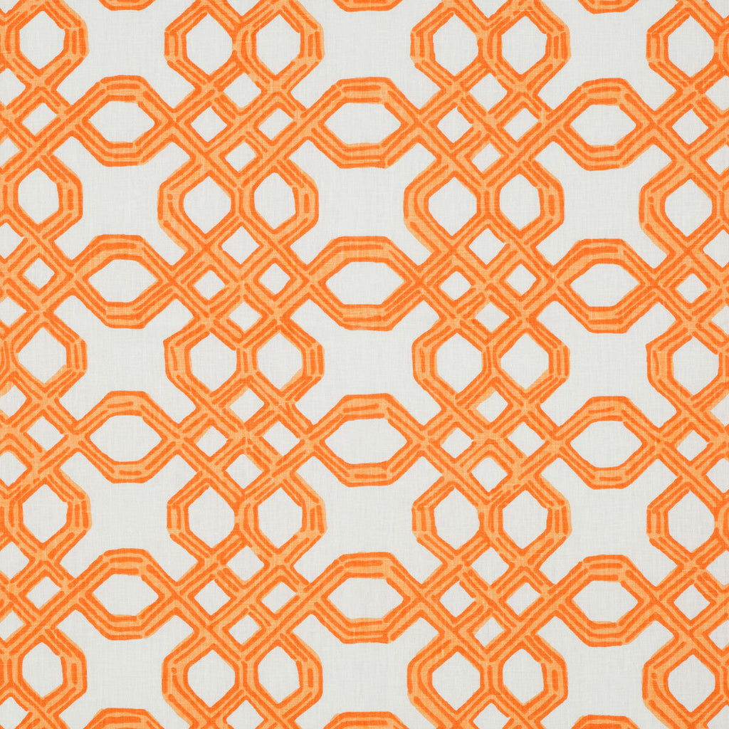 Samples and Purchasing available for Well Connected - Clementine Orange By Lee Jofa | Lilly Pulitzer Ii | Lattice/Scrollwork Multipurpose Print at Designer Wallcoverings and Fabrics