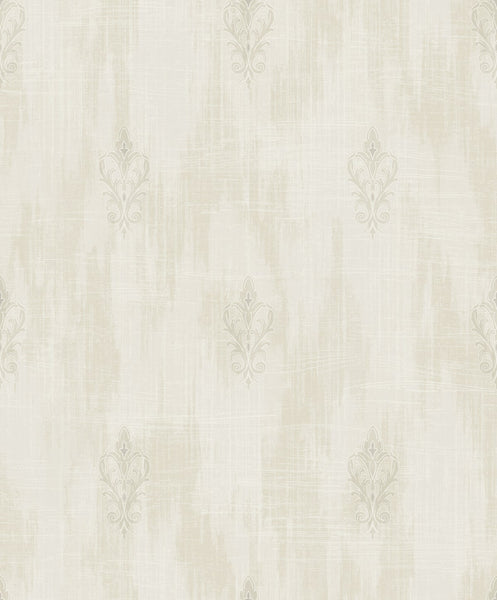 Malibu Fleur de Lis Wallpaper - Transitional Fleur De Lis - Silver and Pearl | Malibu Wallpaper