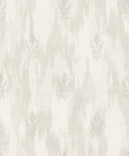 Fleur de Lis Transitional Fleur De Lis - Silver and Alabaster | Architectural Wallcoverings