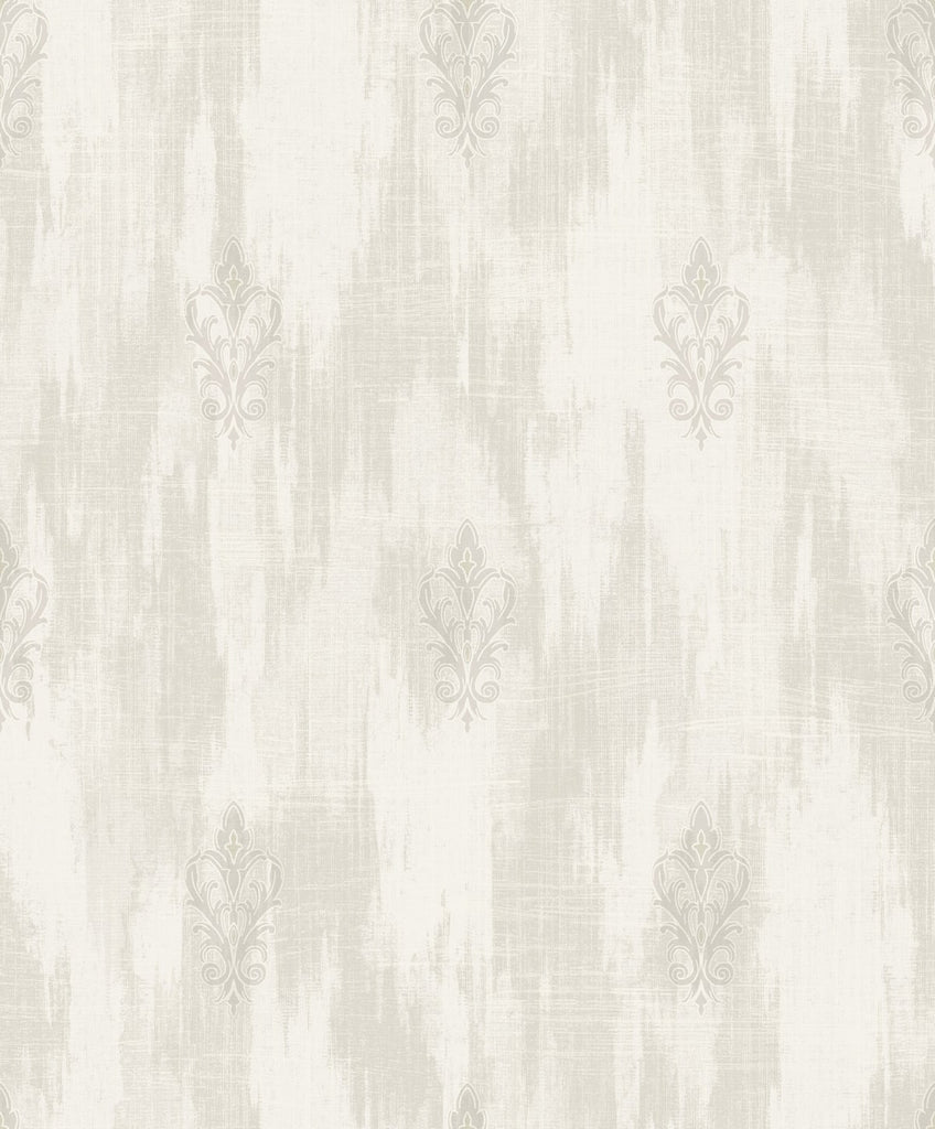 Malibu Fleur de Lis Wallpaper - Transitional Fleur De Lis - Silver and Alabaster | Malibu Wallpaper