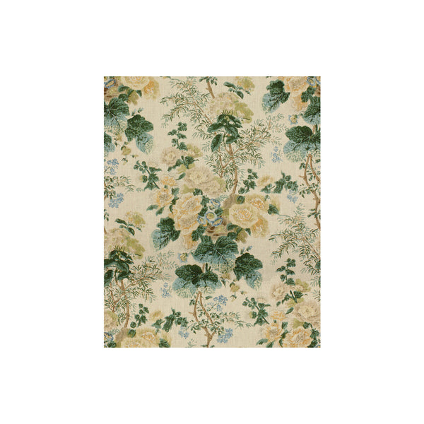 Hollyhock Hdb - Lemon/Aqua Beige By Lee Jofa |  | Botanical & Floral Multipurpose Print