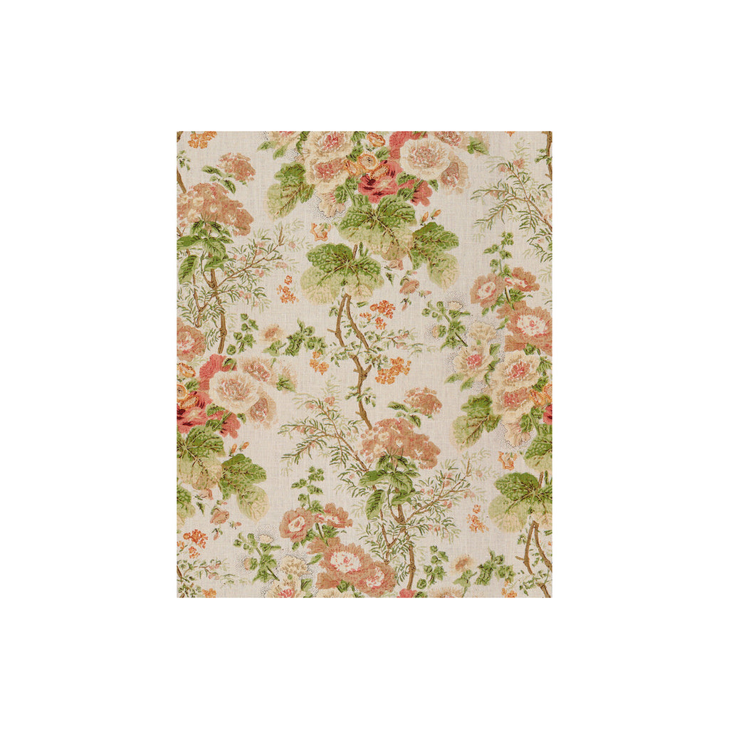 Samples and Purchasing available for Hollyhock Hdb - Coral/Apple Beige By Lee Jofa |  | Botanical & Floral Multipurpose Print at Designer Wallcoverings and Fabrics