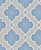 Malibu Trellis Wallpaper - Transitional Geometric - Silver, Blue, and Glitter | Malibu Wallpaper